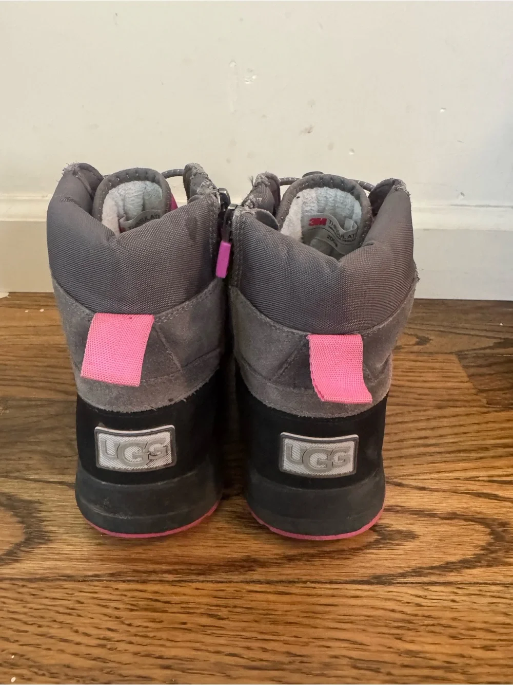 UGG Gray and Pink Kids Winter Boots